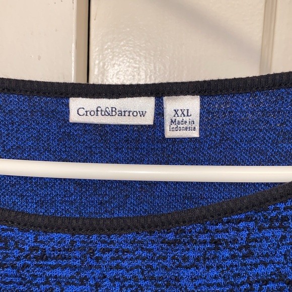 Croft & Barrow XXL Blue Black Wide Collar Shirt Blouse - Picture 2 of 12